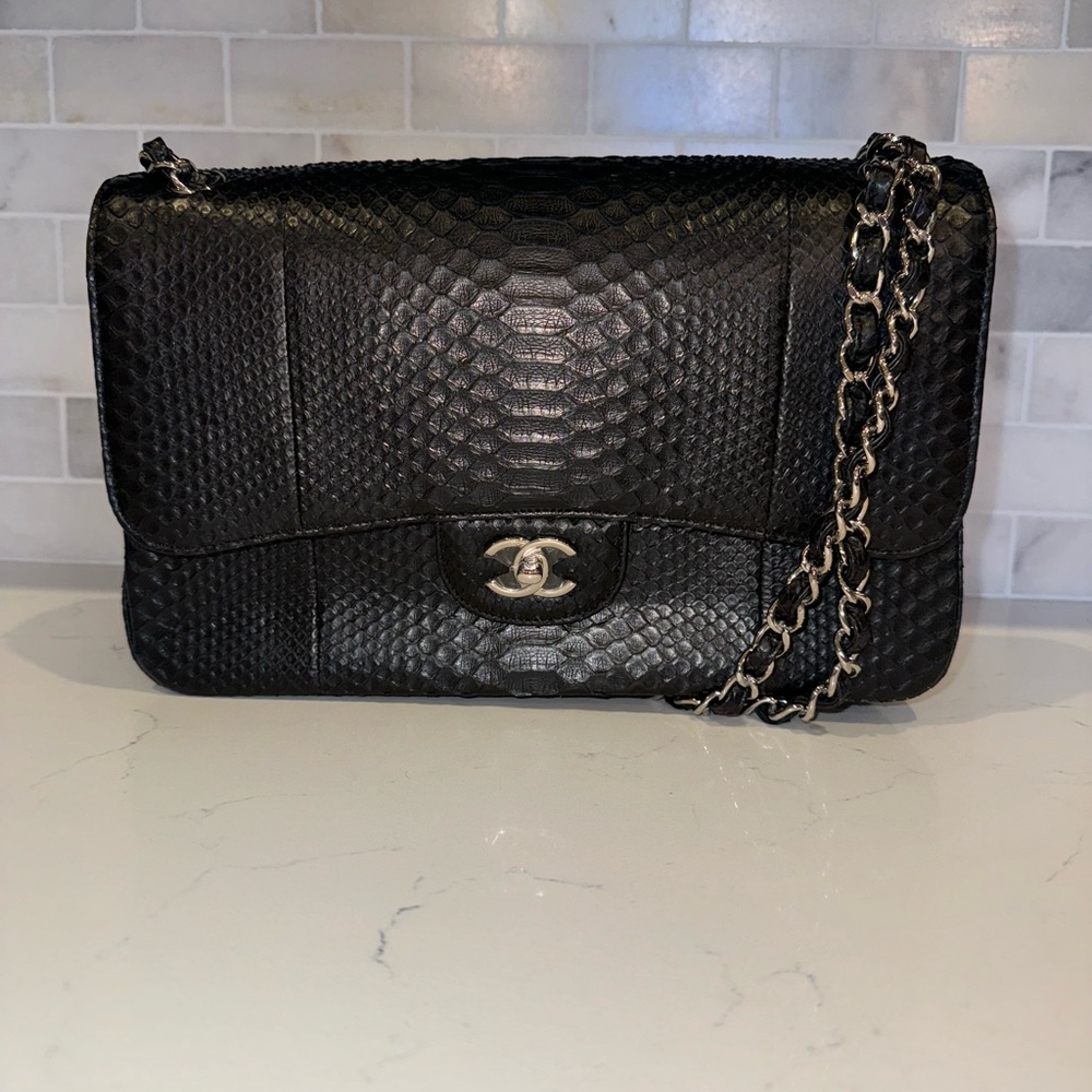 Chanel Black Python Purse